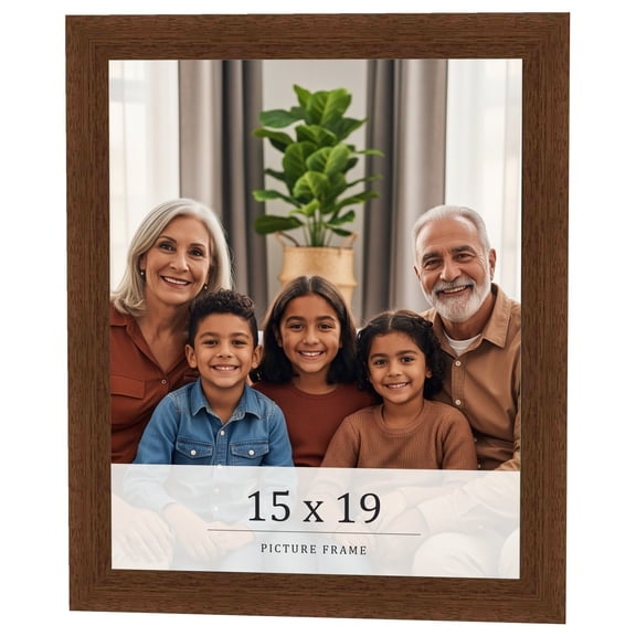 15x19 Brown Real Wood Picture Frame Width 1.25 inches | Interior Frame Depth 0.5 inches | Galvin
