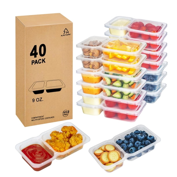 Contenedores para Alimentos MACTANO 9 oz 40 Juegos con Compartimento Doble
