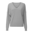 thumbnail image 5 of Sweater for Women Soft Oversized V Neck Solid Color Casual Pullover Sweaters Loose Knit Long Sleeve Shirts Top, 5 of 5