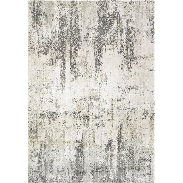 Dynamic Rugs QU6927053190 Tapis Rectangulaire Transitionnel 5 Pi. 3 Po. x 7 Pi. 7 Po. Quartz 27053 - 190 Ivoire & Gris