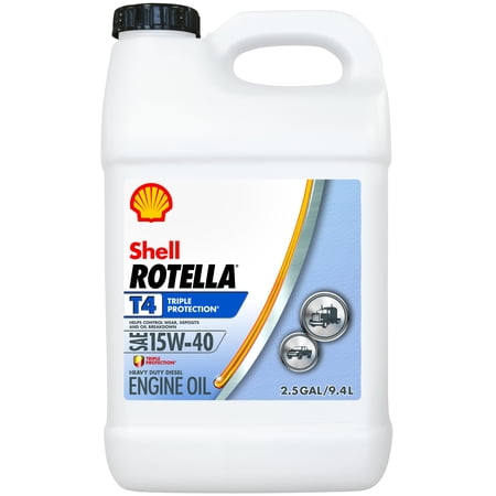 15w40 Motor Oil - (12 Pack) Shell Rotella T4 15W-40 Heavy Duty Diesel Oil, 2.5 gal.