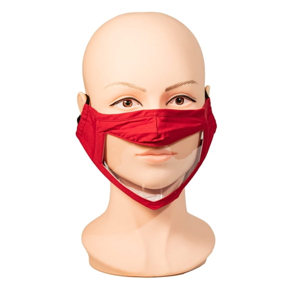 Red Face Mask with Wide Clear Window