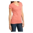 thumbnail image 4 of Yellow Rooster Women's Juniors Very Important V-Neck Cotton Tee Peach M, 4 of 6