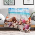 thumbnail image 5 of Seashell On The Beach Soft Cozy Warm, Lightweight And Plush Flannel Throw Blankets - Perfect for Couch, Bed, Travel, 5 of 7
