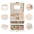 thumbnail image 5 of REGALWOVEN 3 Layer PU Leather Jewelry Box Organizer Storage with Mirror for Women Girl Birthday Gift White, 5 of 7