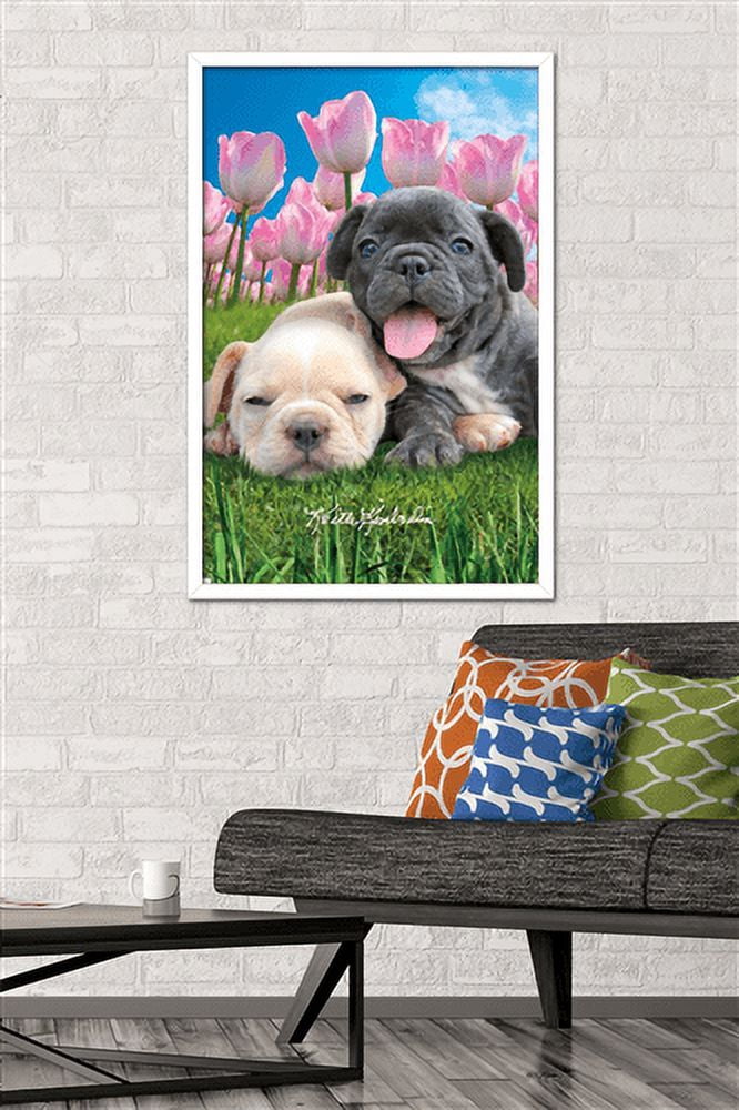 Keith Kimberlin - Bulldog Puppies Wall Poster, 22.375" x 34", Framed