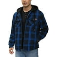 thumbnail image 2 of SPEEDRUN Men's Thick Fleece Plaid Jacket Flannel Shirts Sherpa Lined Full Zip Up Hoodie Winter Coat with Pockets Dark Navy 3XL, 2 of 5
