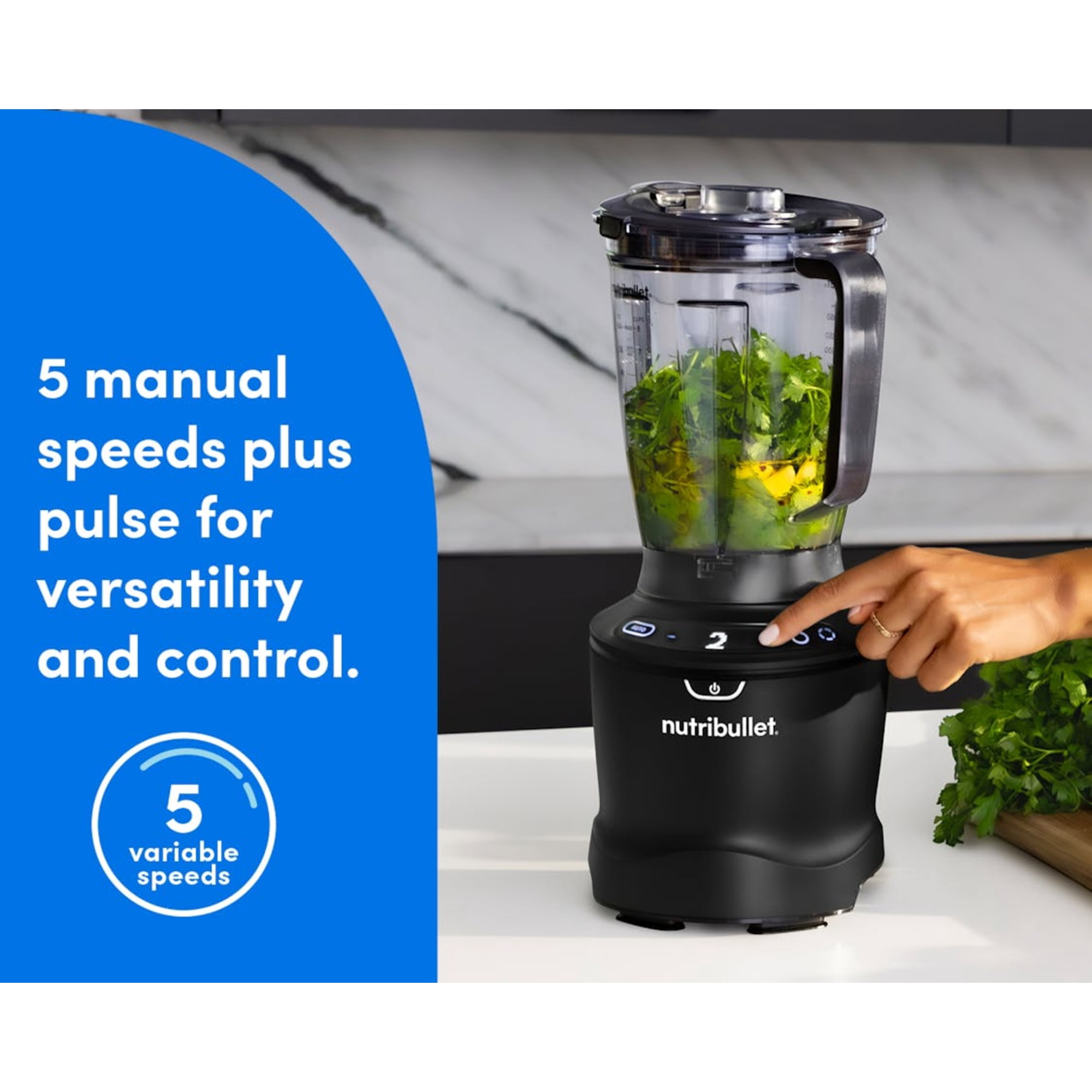NutriBullet SmartSense 5-Speed Full-Size Blender, Black
