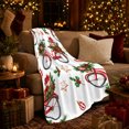 thumbnail image 3 of Christmas Bicycle Flannel Blanket, White Red Green Present Boxes Holly Berry Cookie Ornament Pattern for Sofa Couch Bed Living Room Bedroom Home Decor Holiday Gift for Bike Lovers, 3 of 9