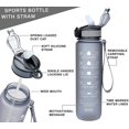 thumbnail image 2 of Botella de agua potable sin Bpa a prueba de fugas de 32 oz con marcador de tiempo y pajita. Afortunado Sencillez, 2 of 5