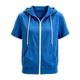thumbnail image 5 of HAOTAGS Girls Hooded Sweatshirt Jacket Loose Short Sleeve Zipper Hoodie Blue Size 9, 5 of 5