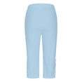 thumbnail image 6 of Minjewel Women's Casual Stretch Cropped Capri Leggings with Lace Stitching and Cutout Design,Comfortable Fit for Daily Wear,Light Blue,L, 6 of 7