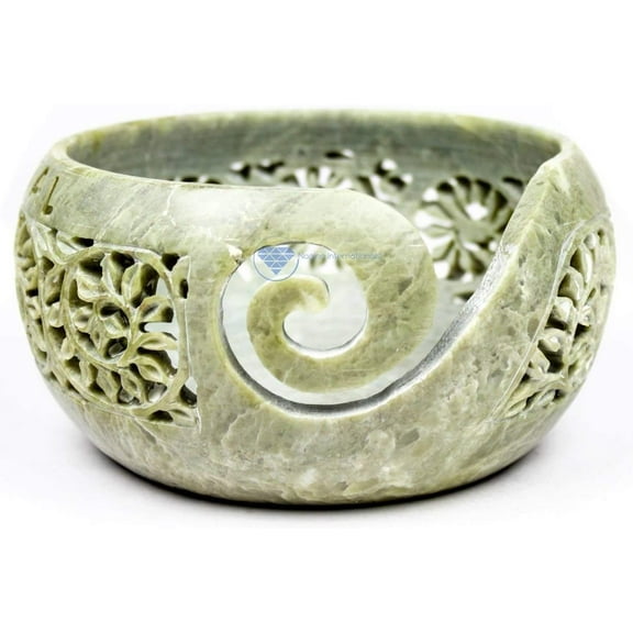 Nagina International Stone Carved Beautiful & Fragile Yarn Ball Storage Bowls | Yarn Storage Bowl & Accessories Small (6 x 3 x 6 Inches)