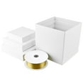 thumbnail image 3 of Homeford Nested Square Gift Boxes, White, 5-inch, 6-inch, 7-inch, 3-piece, 1.5-inch Antique Gold Satin Ribbon, 3 of 4