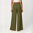 thumbnail image 5 of Women's 100% Cotton Loose Fit Pants with Elastic Waist, Drawstring Closure & Pockets, Summer Beach Casual Lounge Pants, Womens | VerBelle,Army Green L, 5 of 9