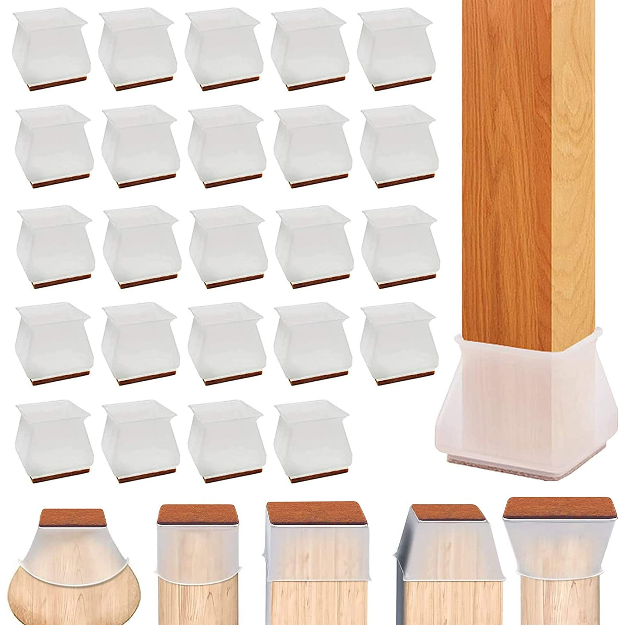 Square Chair Leg Floor Protector 24 PCS Silicon Furniture Feet Protection Cover for Hardwood Floors Anti Slip Felt Pads Prevent Scratches and Noise.Size Fits 1.37 1.57 inch Walmart