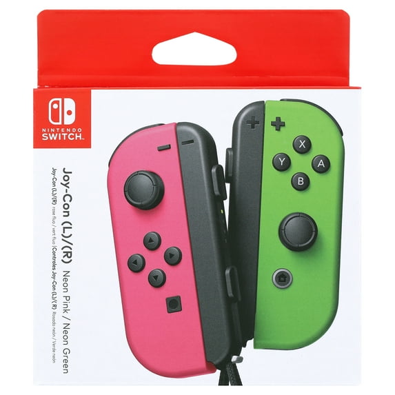 Restored Nintendo HACAJAHAA Switch Joy-Con (L/R) Video Game Controllers, Neon Green/Neon Pink