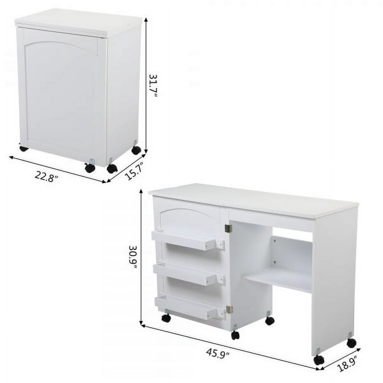 Buy Sewing Craft Table, Sewing Machine Desk with Adjustable Folding Shelves  and Storage Drawer, X Frame Sturdy Multipurpose Sewing Desk, White MDF,  57.1×23.6×29.9 inches Online at desertcartINDIA