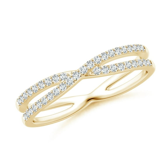 ANGARA Lab Grown Diamond Crossover Wedding Ring for Women in 14K Yellow Gold (Size-1mm| Color-F-G| Clarity-VS) | April Birthstone, Anniversary, Jewelry Gift for Women | Lab-Grown Diamond Ring