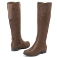 thumbnail image 2 of LOVE STEETLY Women's Knee High Low Heel Riding Boots, Side Zipper Round Toe Faux Leather Casual Comfort Versatile Boot, 2 of 6