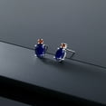 thumbnail image 4 of Gem Stone King 14k White Gold Blue Sapphire and Red Garnet Earrings for Women (3.76Cttw, GemstoneSeptember Birthstone, Oval 8X6MM, Round 2.5MM), 4 of 4