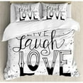 thumbnail image 3 of Live Laugh Love Duvet Cover Set Twin Size, Quote Hand Drawn Style Typographical Artistic Design Positive Hipster, Decorative 2 Piece Bedding Set with 1 Pillow Sham, Black and White, by Ambesonne, 3 of 3
