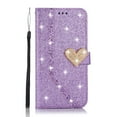 thumbnail image 2 of Dteck Wallet Case For Samsung Galaxy A51 (4G), Luxury Glitter Bling PU Leatether Credit Card Holder Wallet Case with Hand Strap, Purple, 2 of 6