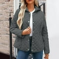 thumbnail image 2 of ZHYou Womens Quilted Jackets,Long Sleeve Button Down Diamond Puffer Jacket,Outerwear Warm Coats with Pockets,Gray,Size:2XL, 2 of 6