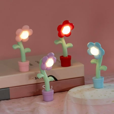 

Riguas Mini Flower Night Lamp Cute Versatile Decorative Table Lamp for Bedroom Desktop Miniature Landscapes