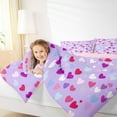 thumbnail image 4 of Manfei Dreamy Love Heart Full Size Comforter Sets for Kids, Purple Bedding Comforter Set, Cartoon Princess Theme Reversible Bedding Sets, Breathable Home Decor, 3pcs, 4 of 8