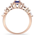 thumbnail image 6 of Art Deco Marquise Vintage Style Ring Blue Sapphire Cubic Zirconia Rose Tone 925 Sterling Silver, Size 9, 6 of 7