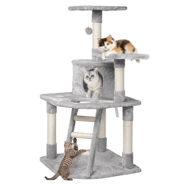 48" Brown Cat Tree Play House Tower Condo Furniture Scratch Post Basket 