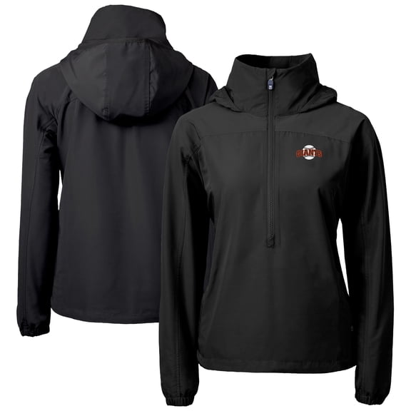 Women's Cutter & Buck Black San Francisco Giants  Charter Eco Recycled Half-Zip Anorak Jacket