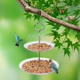 thumbnail image 1 of Comedero para pájaros de 2 niveles, cuenco, decoración de semillas, comida, pájaros salvajes, bandeja colgante, para patio trasero, jardín, Soledad comedero para pájaros, 1 of 8