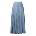 thumbnail image 3 of Fsqjgq Skirts for Women Black Skirt for Women Light Blue Crochet Skirt Trendy Plaid Skirt Womens Fashion Casual High Waist Fold A Dress Soild Vintage Loose Beach Wrap Maxi Long Skirt L, 3 of 5