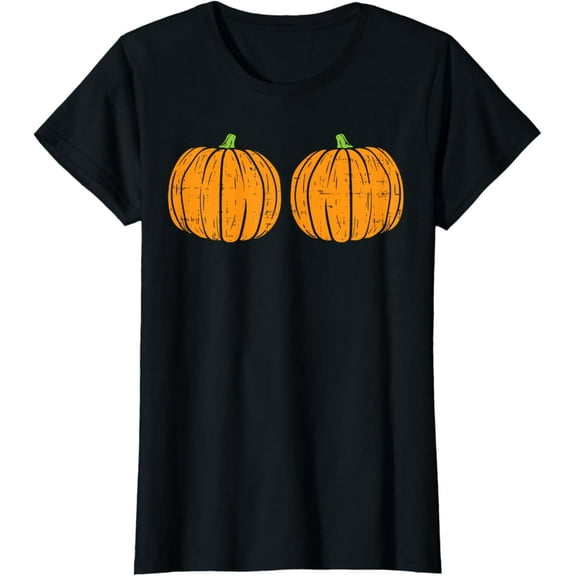 Sexy Naughty Halloween Shirt For Women Pumpkin Bra Boobs T-Shirt