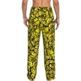 thumbnail image 3 of Picia Yellow Butterflies Mens Soft Woven Cotton Elastic Waistband Sleep Pajama Pant Lounge Sleep Pant With Pockets And Drawstring-Medium, 3 of 9