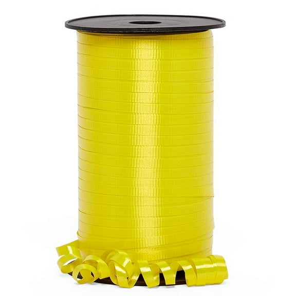 Bright Yellow Crimped Curling Ribbon - 500 Yards, 3/16" Wide, Easter, Balloons, Christmas, Party Favors, Birthday, Gift Wrapping, Gift Basket, Decoration