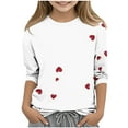 thumbnail image 2 of Blusas y camisas de cuello redondo y manga larga para niños, blusas/camisas de poliéster con estampado de corazones, mangas 3/4 y cuello redondo, elegantes e informales., 2 of 5