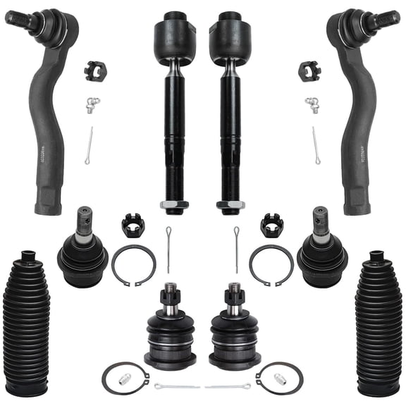 Detroit Axle - 10pc Front Suspension Kit for 08-22 Toyota Sequoia, 07-21 Tundra, 4 Tie Rods 4 Ball Joints 2 Boots & Bellows 2008 2009 2010 2011 2012 2013 2014 2015 2016 2017 2018 2019 Replacement