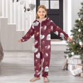 thumbnail image 6 of Red and White Hearts Pattern One Piece Pajamas Soft Jumpsuit Cozy Sleep and Play Romper Zipper and Pockets 5-6T, 6 of 8