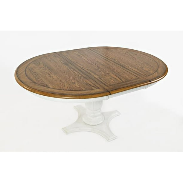 Round To Oval Convertible Dining Table With Pedestal Feet White And Oak Com Round To Oval Convertible Dining Table, Round Coffee Table That Converts To Dining Table