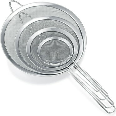 AOWOO Fine Mesh Strainer Set of 4, 3", 5", 8",9.5" Stainless Steel Wire Strainers for Kitchen, Multipurpose Sifter Metal Strainer Set with Handle, Perfect for Sift, Strain, Drain, Vegetables, Pastas