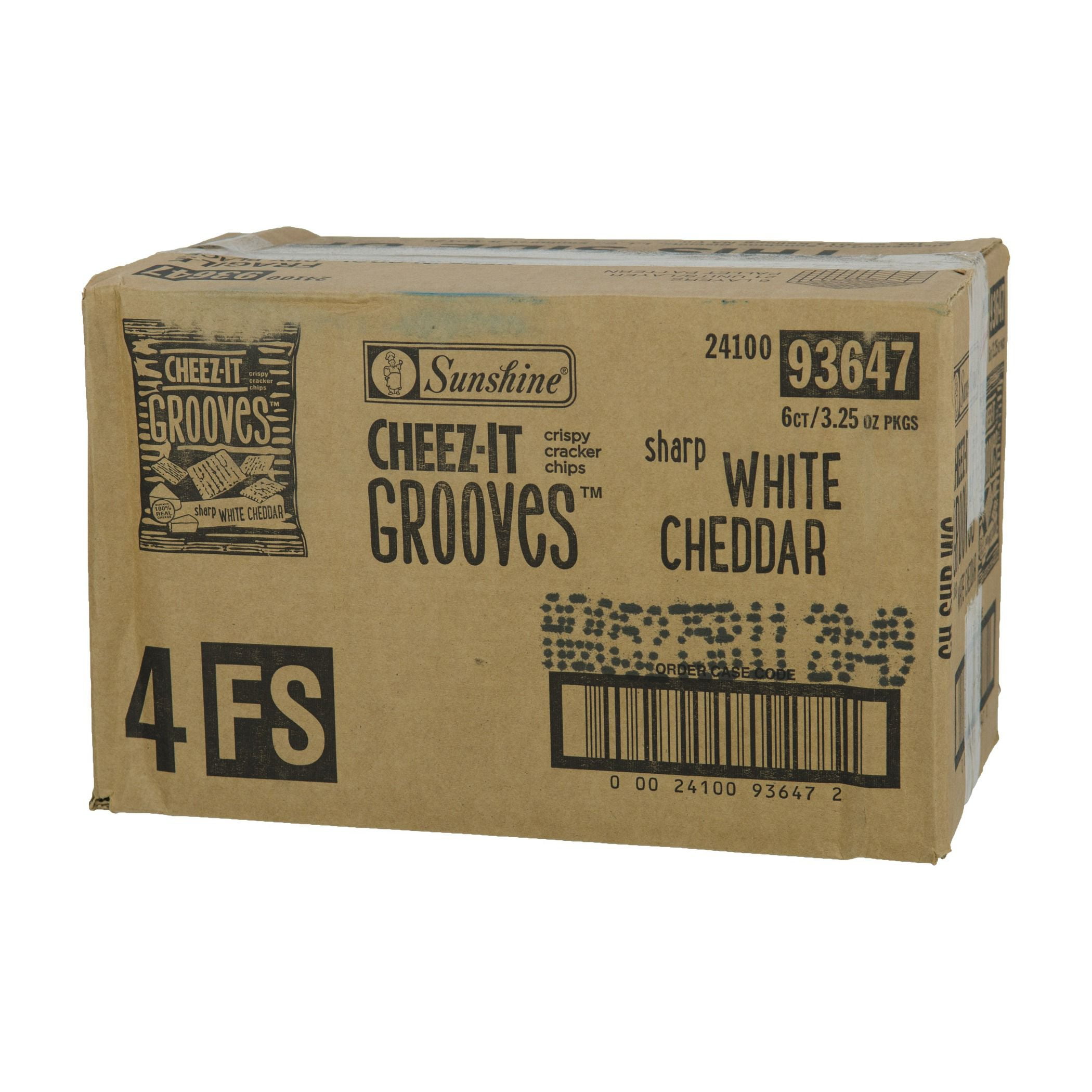Cheez-It Grooves Crunchy Cheese Crackers, Snack Crackers, Lunch Snacks, Sharp White Cheddar (6 Pouches)