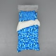 thumbnail image 2 of Ambesonne Blue Bedding Set 4 Pcs, Diagonal Checked Pattern, Queen, Turquoise Dark Blue, 2 of 3