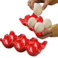 thumbnail image 2 of Ceramic Egg Box Egg Tray Holder Non Slip Egg Storage Organizer for Fridge Refrigerator Kitchen Worktop Countertop Decorative Accessories Holder 6 Chicken Eggs 2PCS, 2 of 7