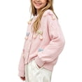 thumbnail image 6 of FSYBOA Girls Crew Neck Sweaters Size 8T, Casual Long Sleeve Button Knitted Kids Falll Cardigan Pink, 6 of 7