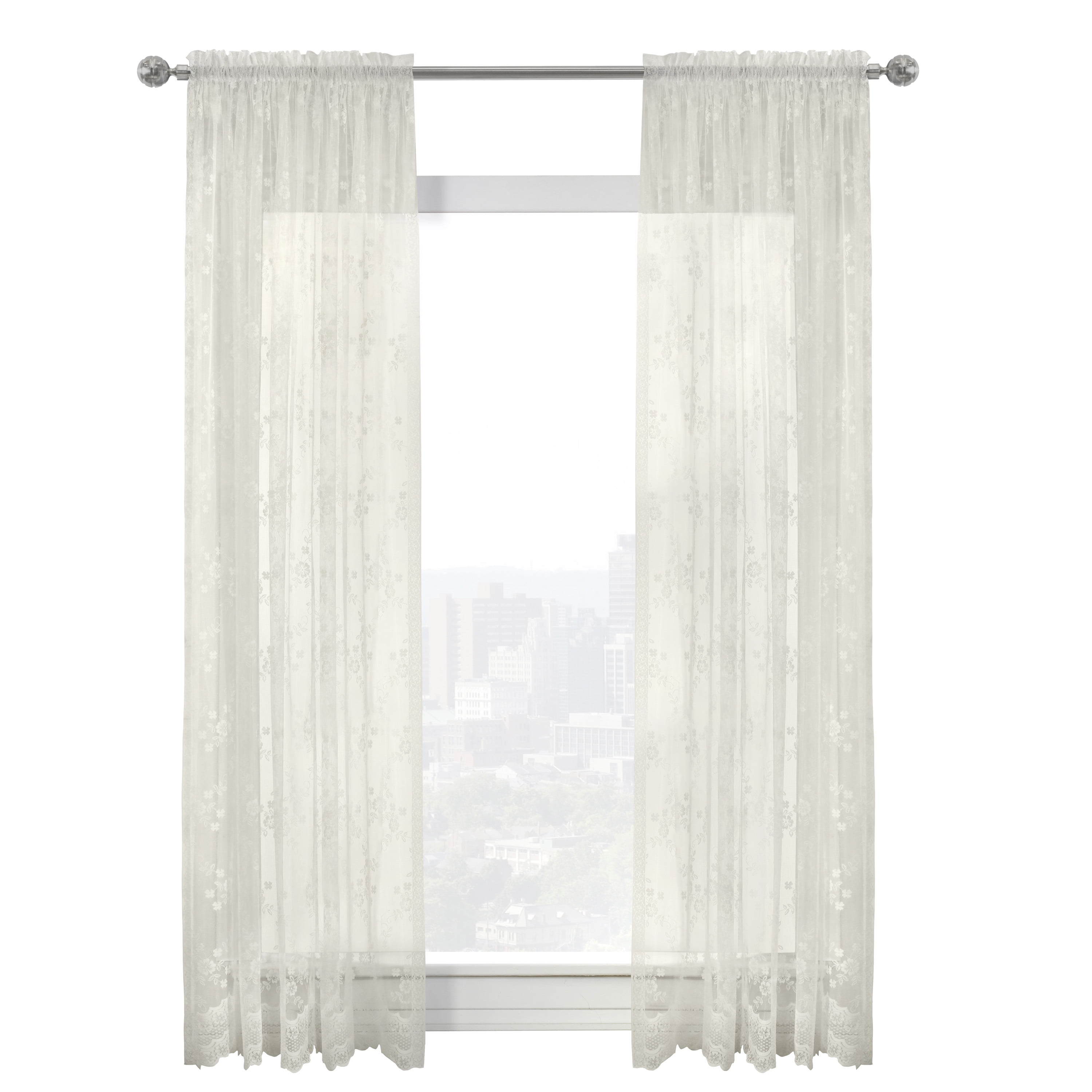 Melody Jacquard Lace Window Curtain Panel 56" x 84" in Eggshell