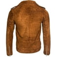 thumbnail image 2 of QAWACH Seude Tan Color Pure Lambskin Leather Winter Vintage Motorcycle Biker Moto Riding & Racing Jacket For Men XXL Size, 2 of 4