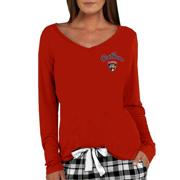 Women's Concepts Sport Red Florida Panthers Marathon Knit Long Sleeve V-Neck Top